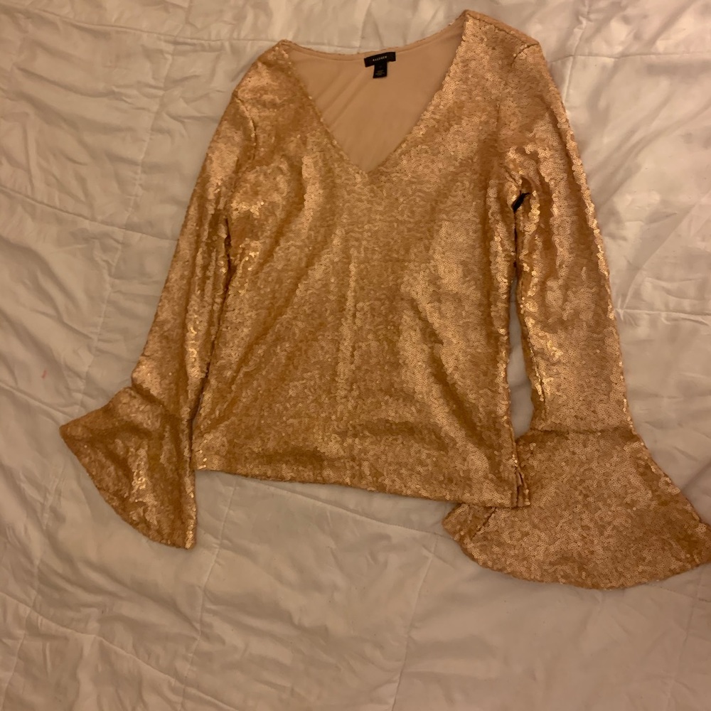 Halogen Rose Gold Sequined Blouse